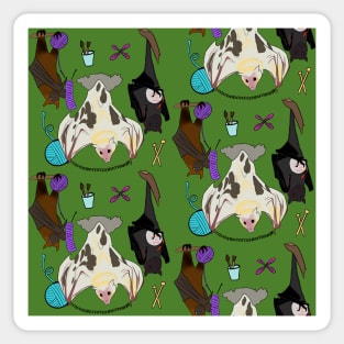 Crafty Bats Tatting Crafting Fruit Bat Fiber Arts Animals in Moss Green Sticker